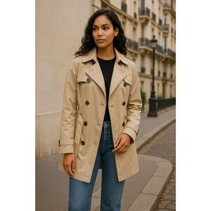 Kenneth Cole Reaction Women XL Beige Double Breasted Belted Trench Coat